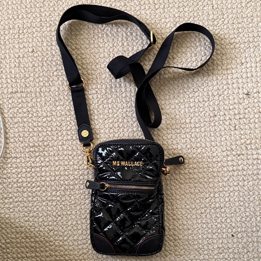 MZ Wallace Black Patent Quilted Crossbody